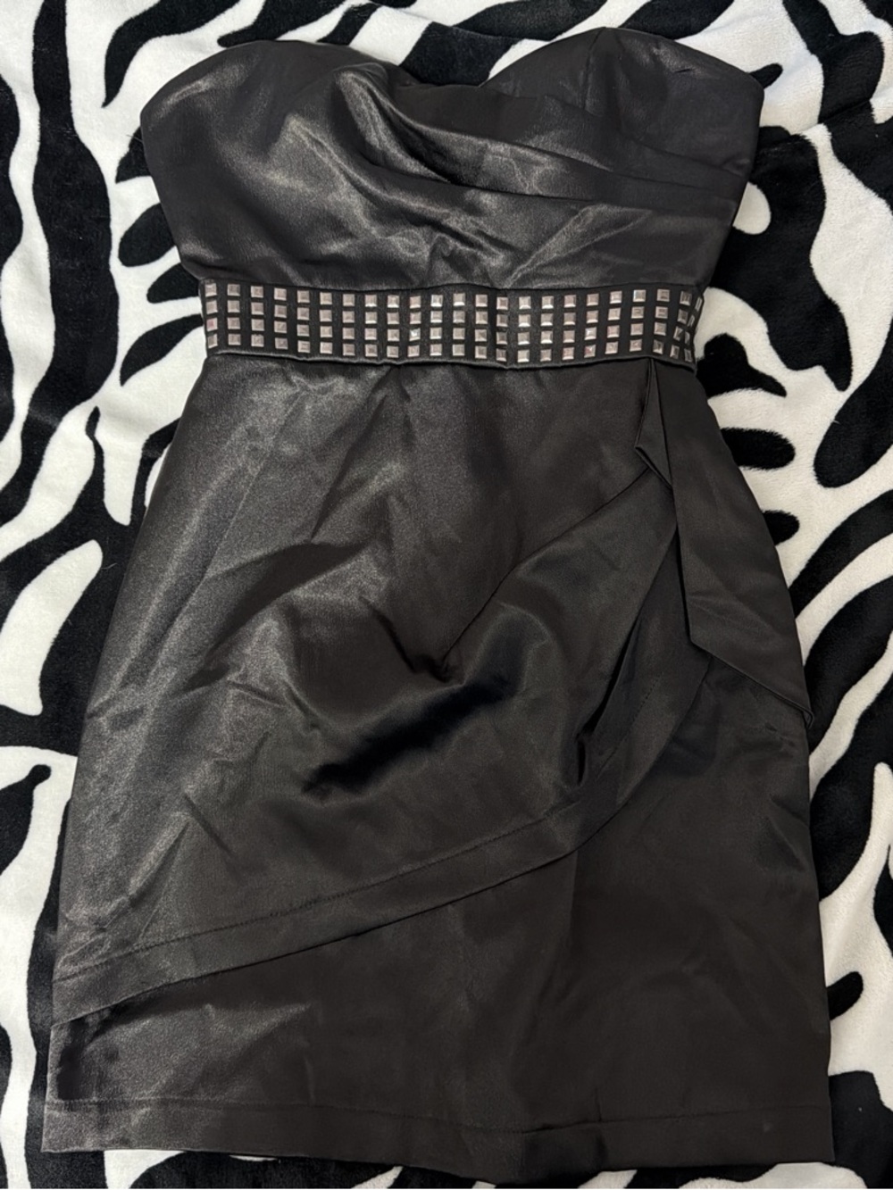 FRIENDS Strapless Black Party Dress with Studded Waistband